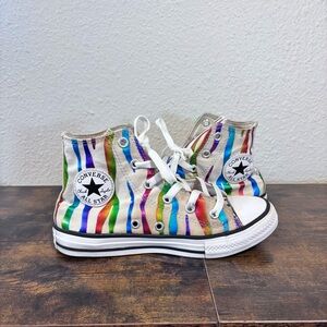 Converse Junior Size 1 Chuck Taylor All Star Colorful Stripes Print High Top